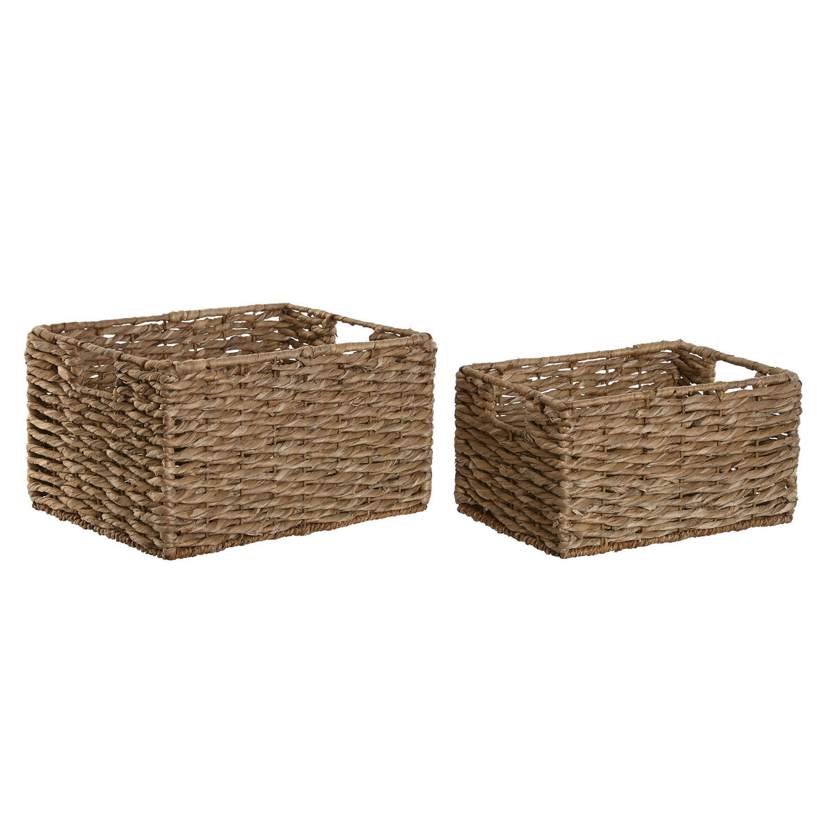 Korg - set Home ESPRIT Naturell Metall Naturliga fibrer 36 x 28 x 21 cm (2 Delar)