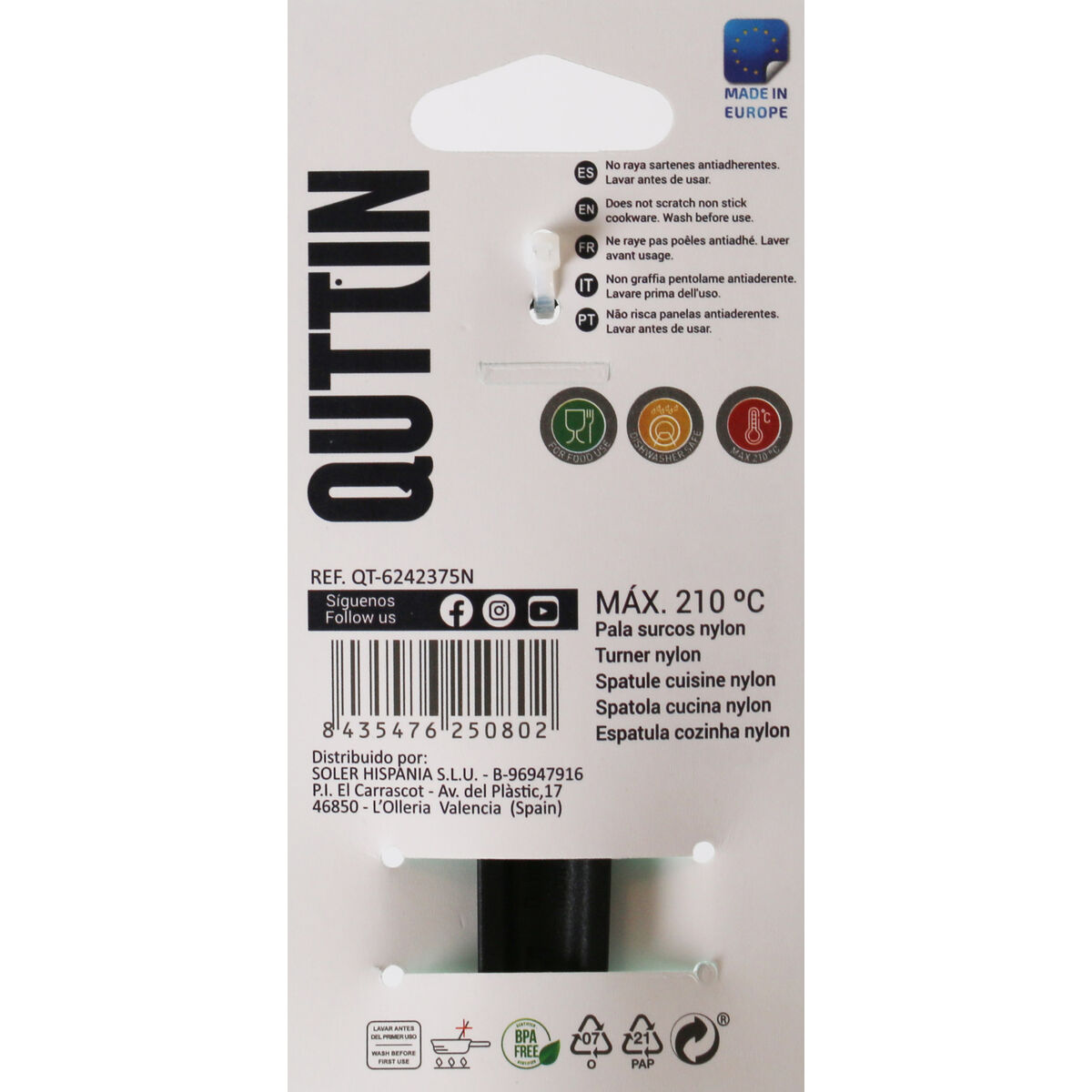 Köks Spatel Quttin   Svart Nylon 30 x 7 cm 30 x 7 x 3 cm (24 antal) - 5