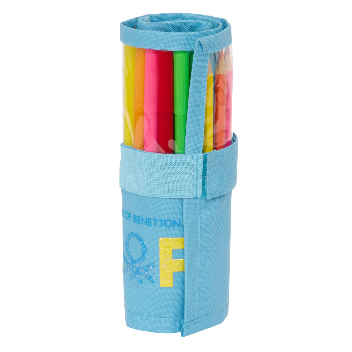 Pennfodral Benetton Spring Hoprullningsbara Himmelsblå 7 x 20 x 7 cm (27 Delar)