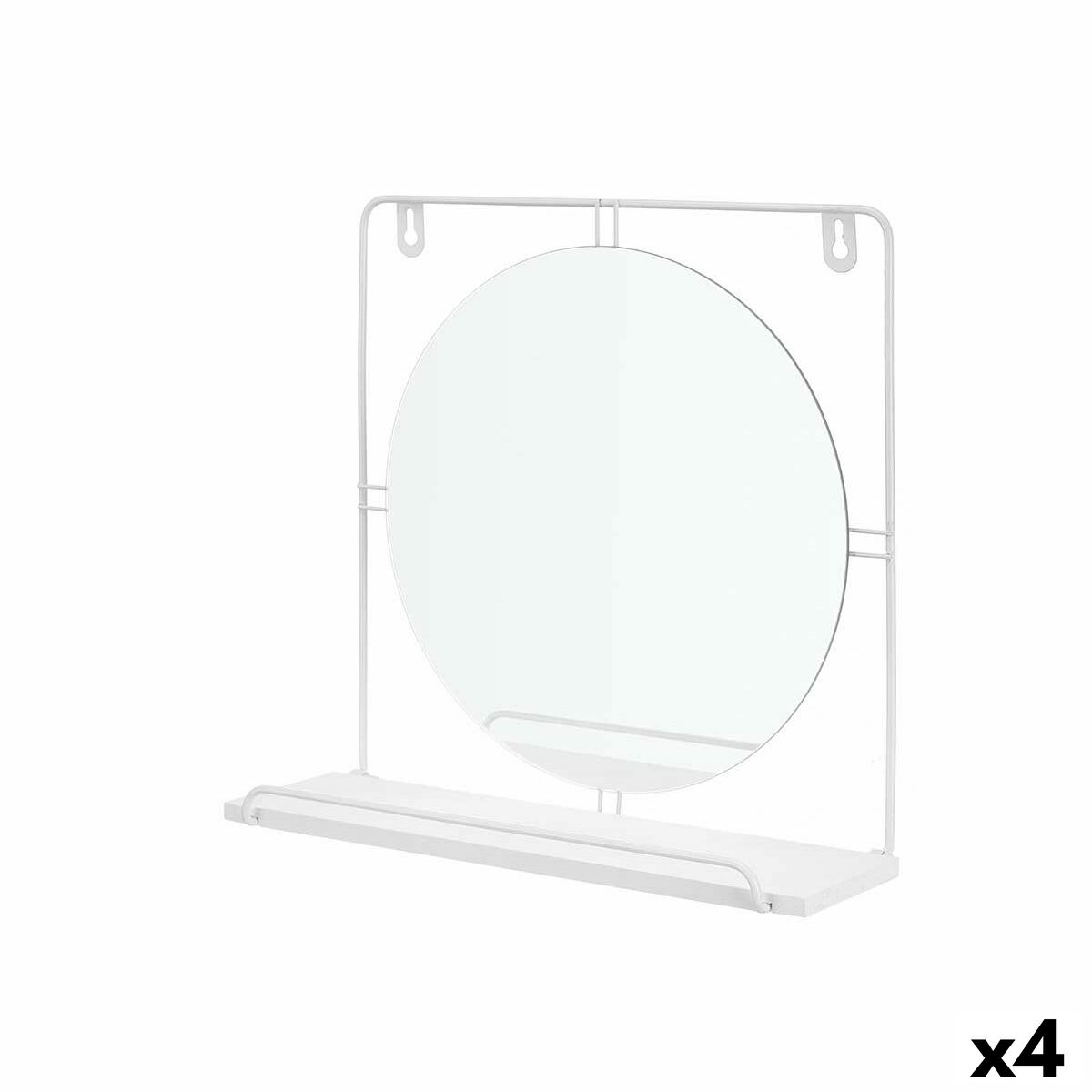 Väggspegel Vit Metall Trä MDF 33,7 x 30 x 10 cm (4 antal)