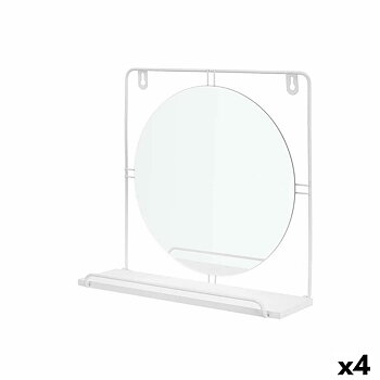 Väggspegel Vit Metall Trä MDF 33,7 x 30 x 10 cm (4 antal)