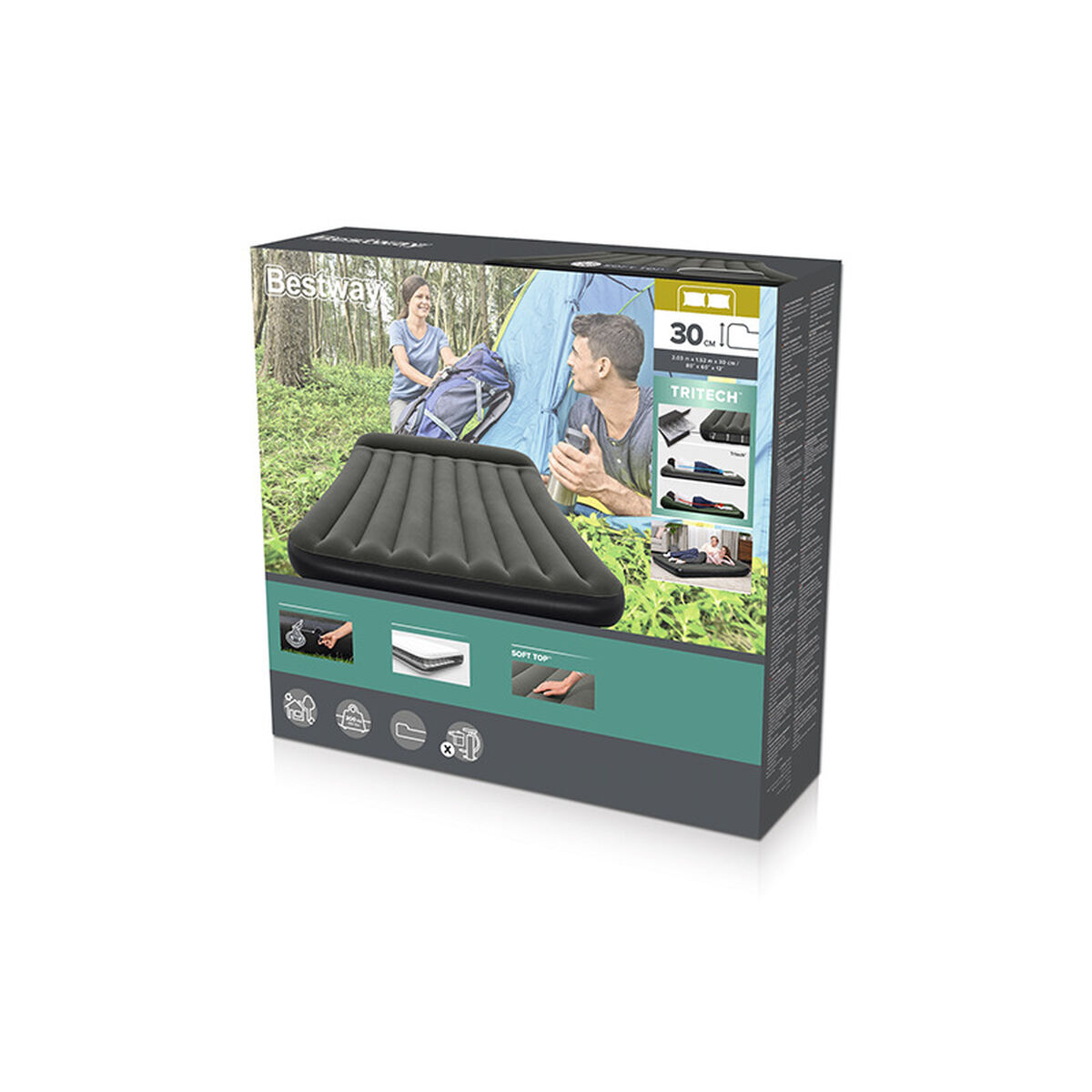 Bestway Dubbelsäng 203x152x30cm Uppblåsbar Camping 67682 - 2