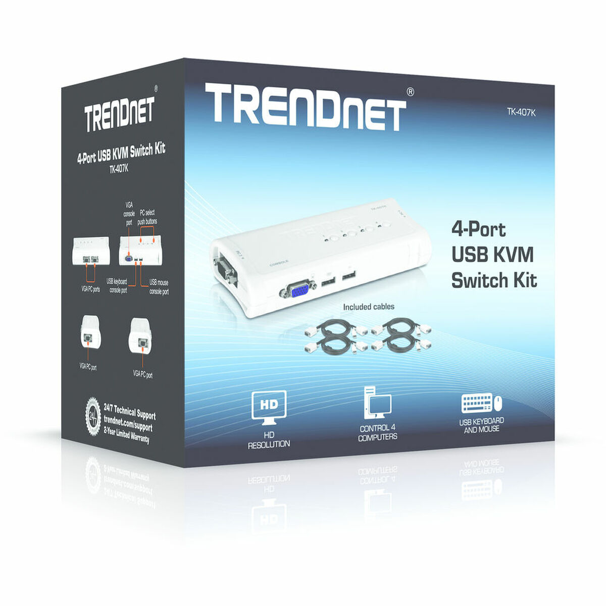 KVM-Brytare Trendnet TK-407K - 8