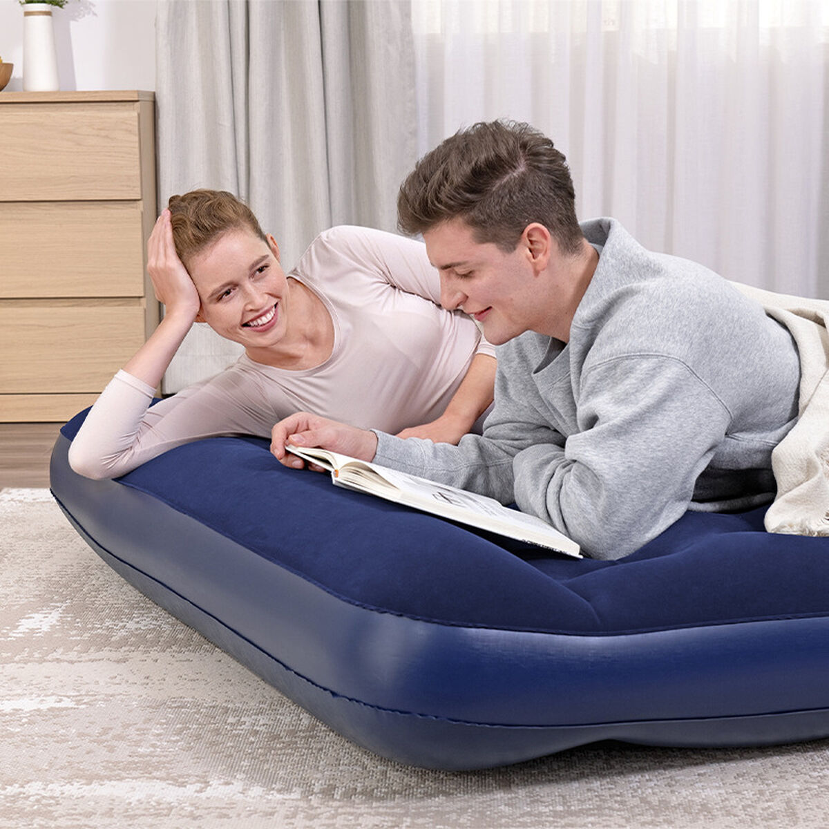 Bestway Dubbilsäng med Fotpumpas 203x152x28 cm Uppblåsbar och Camping 67226 - 3