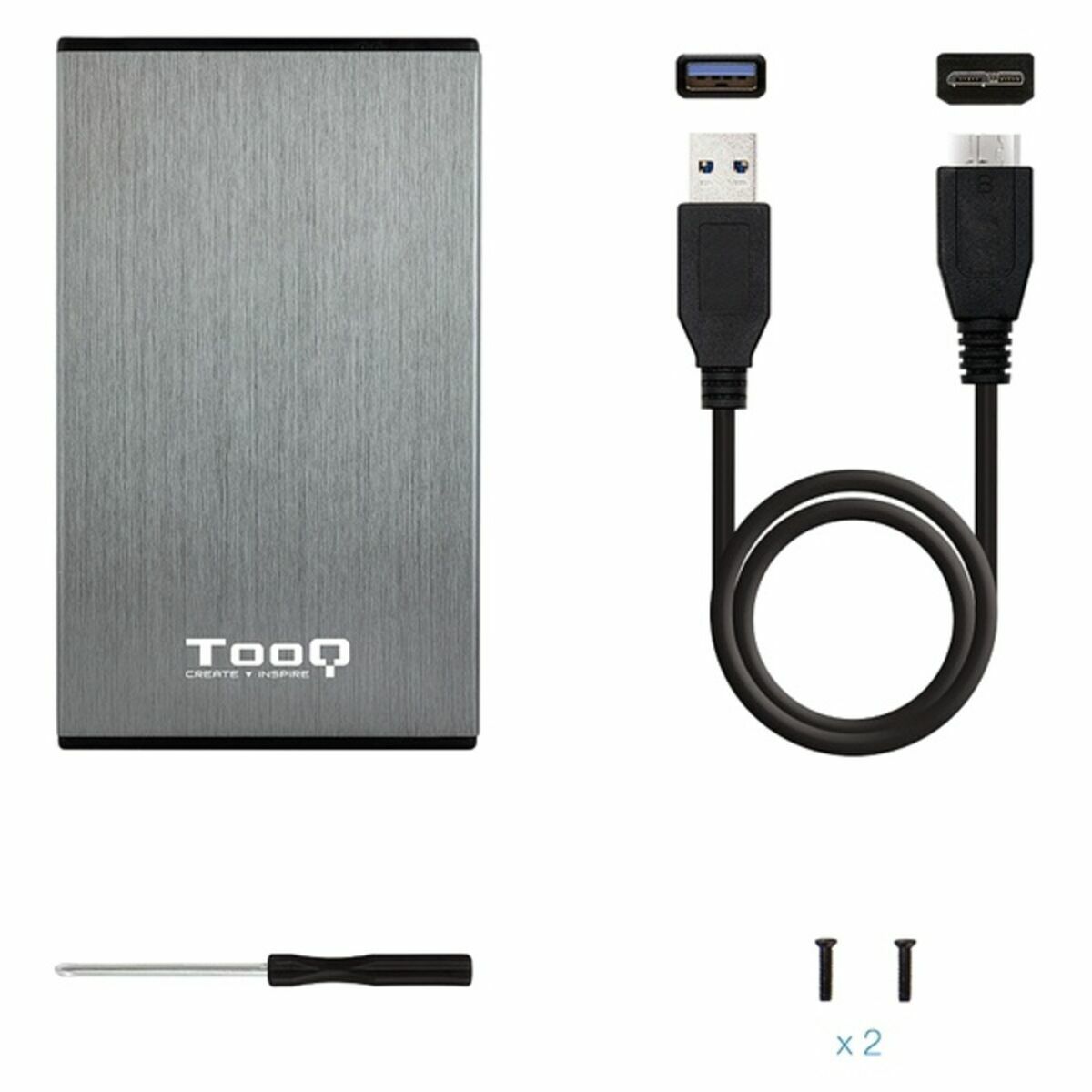 Externlåda TooQ TQE-2527G 2,5" SATA USB 3.0 Grå Svart/Grå 2,5" - 2