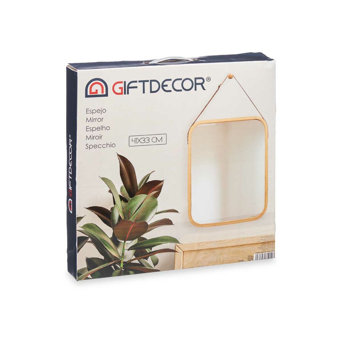 Fali tükör Gift Decor Naturell Rektangulär 34 x 41,5 x 1,5 cm (6 antal) - 2