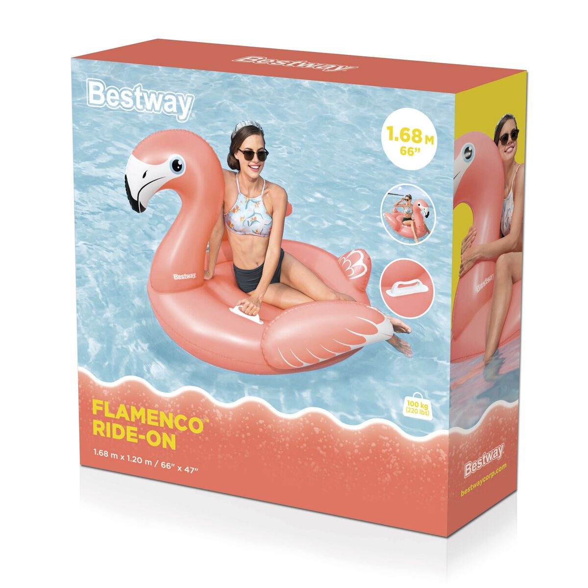 Upplåsbar bassängmadrass Bestway Flamingo 148 x 127 x 99 cm - 2