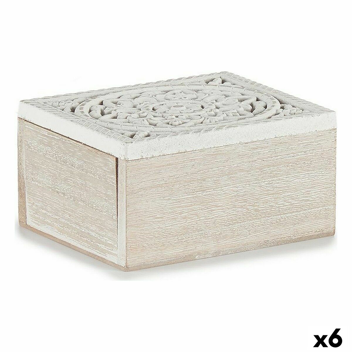 Dekorationslåda Gift Decor Vit Trä Metall (6 antal)