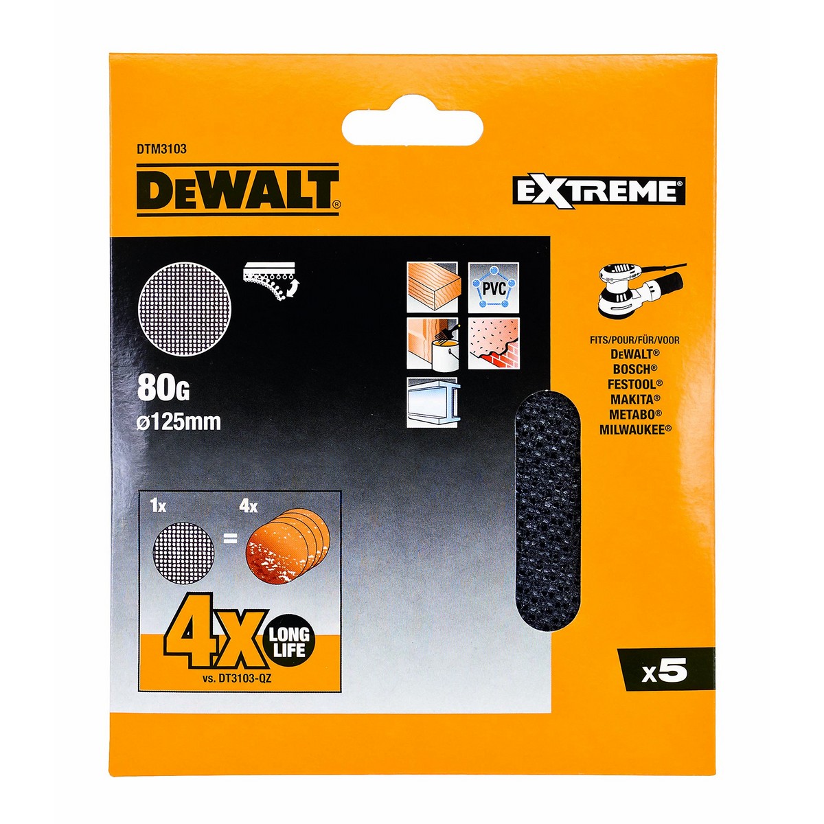 Slipblad för slipmaskin Dewalt dtm3103-qz Ø 125 mm 80 g 5 antal