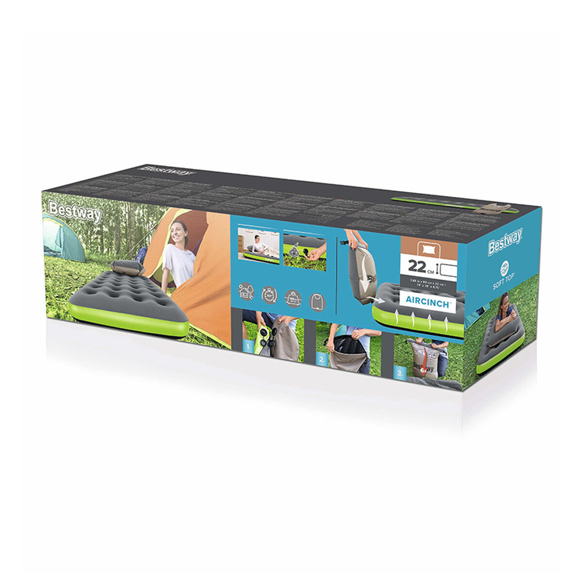 Bestway Junior Säng Enkel Roll & Relax 188x99x22 cm Hopfällbar och Camping 67619 - 5