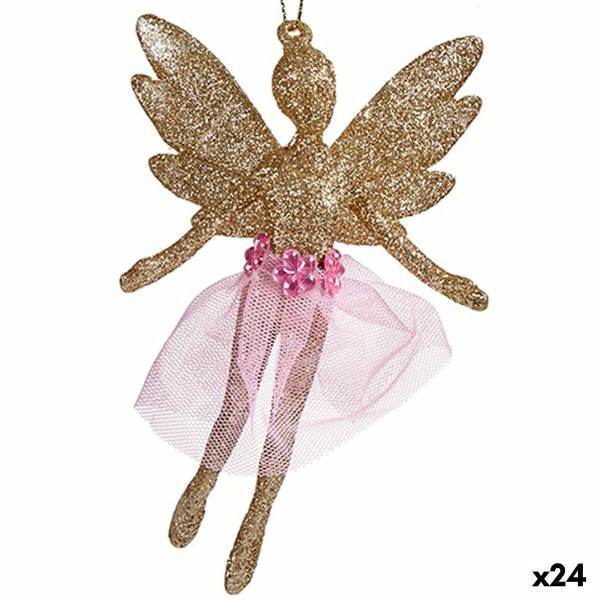 Julgranskula Krist+ Champagne Plast Glitter Fe 8 x 12 x 5 cm 8 x 13 x 4 cm (24 antal) - 3