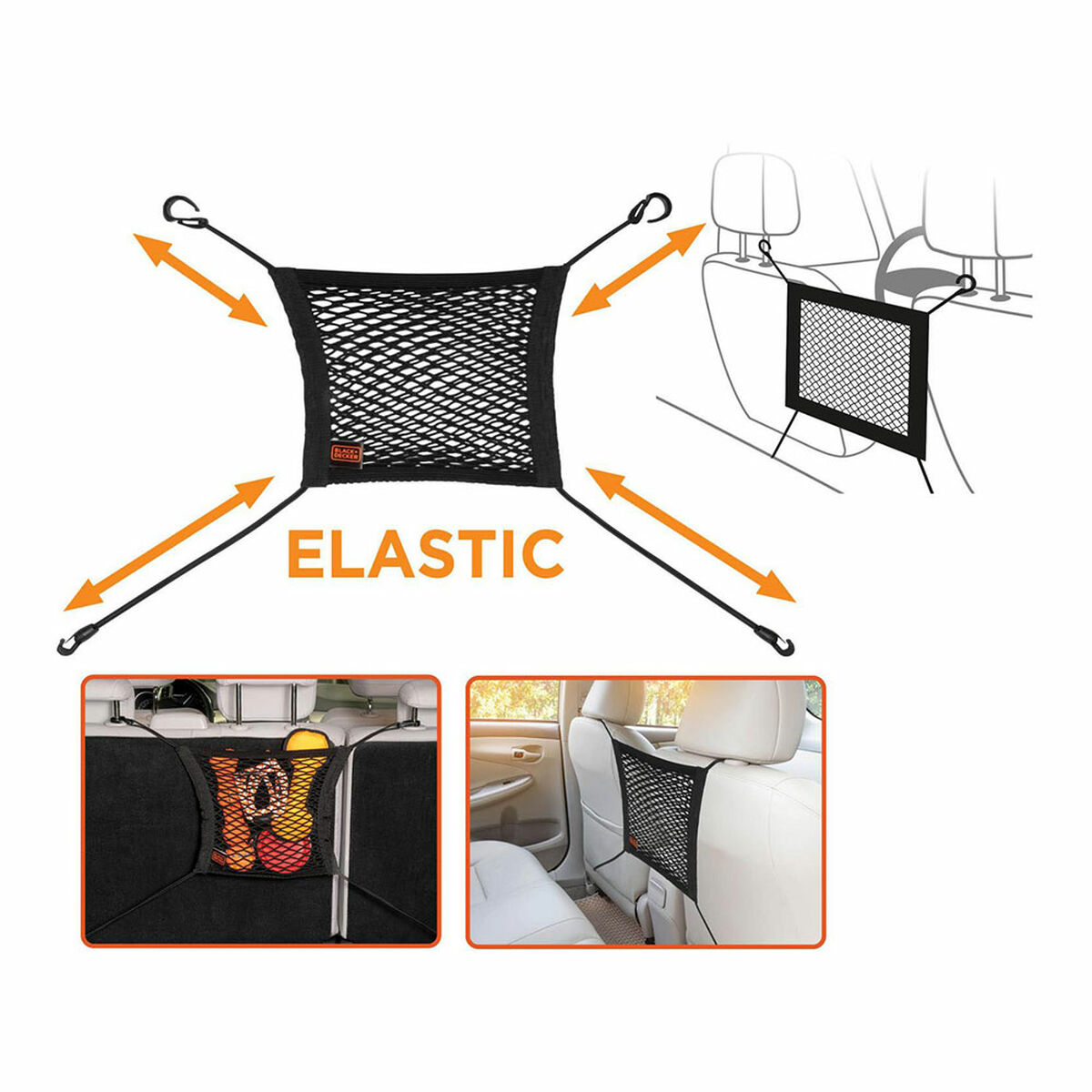 Bilförvaringsnät Black & Decker Svart 30 x 28 cm - 4