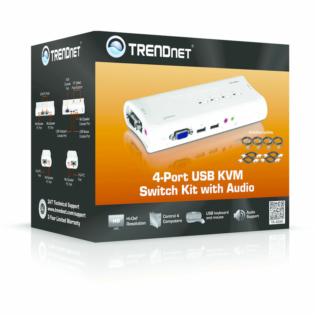 KVM-Brytare Trendnet TK-409K - 6