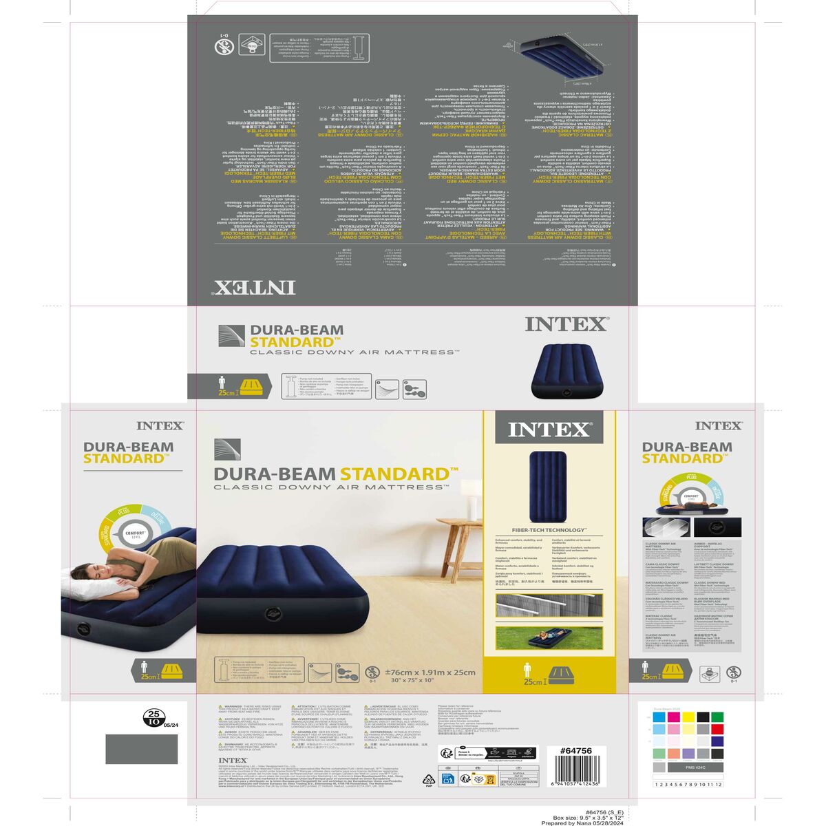 Luftmadrass Intex CLASSIC DOWNY 76 x 25 x 191 cm (6 antal) - 13