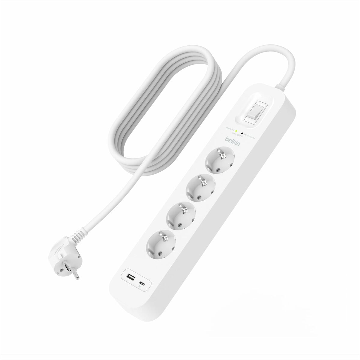 Ellist 4 Tomas-uttag med brytare Belkin SRB001VF2M Vit (2 m) - 2