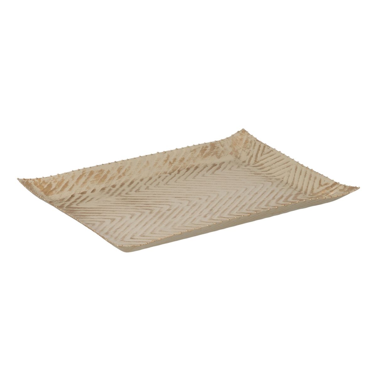Dekorativ bricka Beige Gyllene 36 x 23 x 2 cm