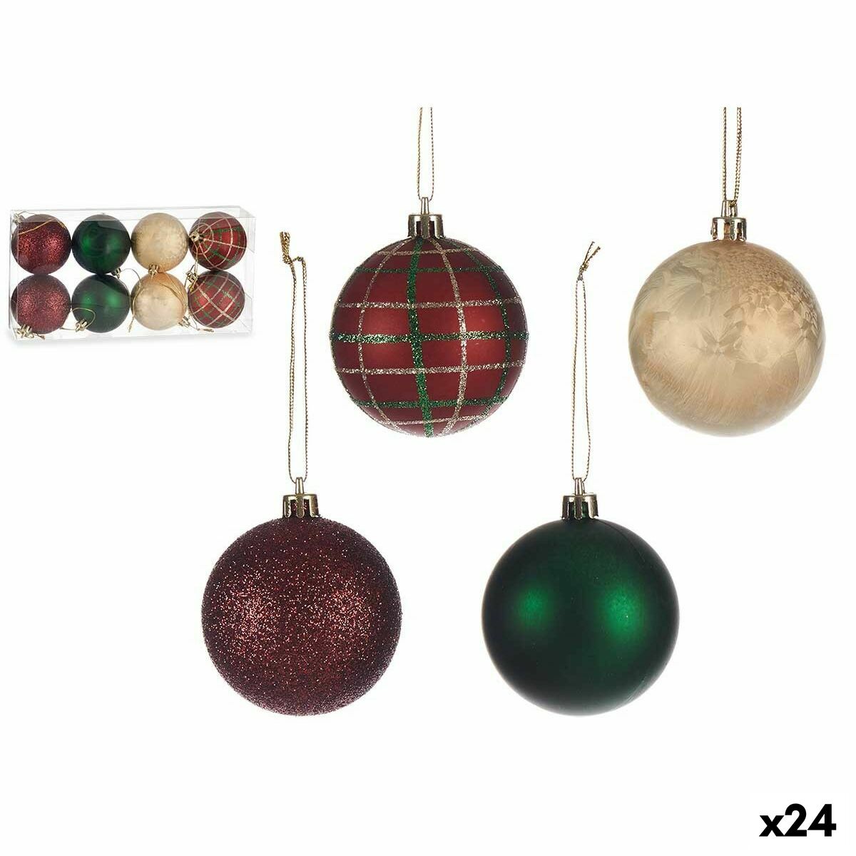 Uppsättning av julkulor Krist+ Multicolour Plast Tryck 6 cm (24 antal) - 3