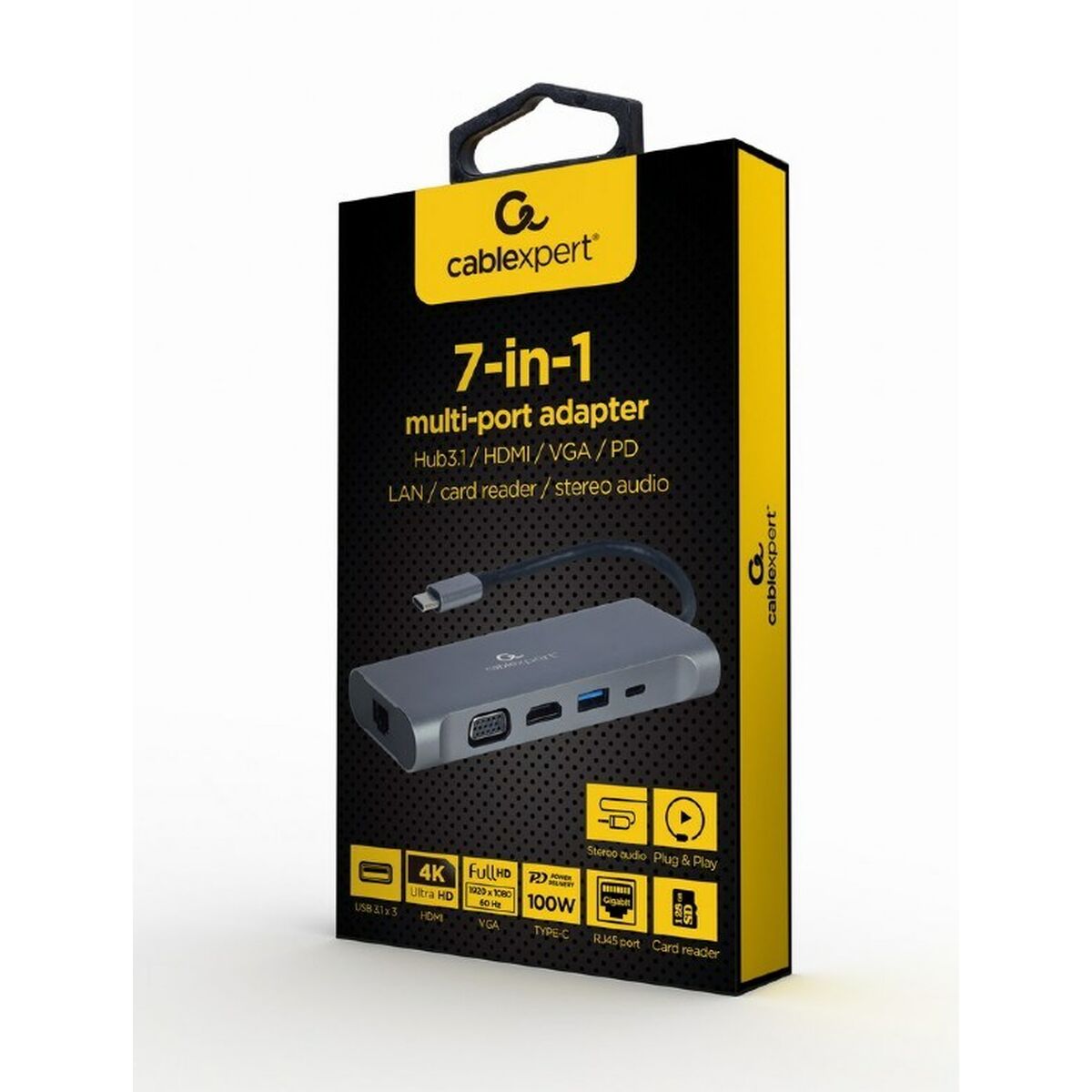 USB-HUB-C GEMBIRD A-CM-COMBO7-01 Grå 100 W - 2