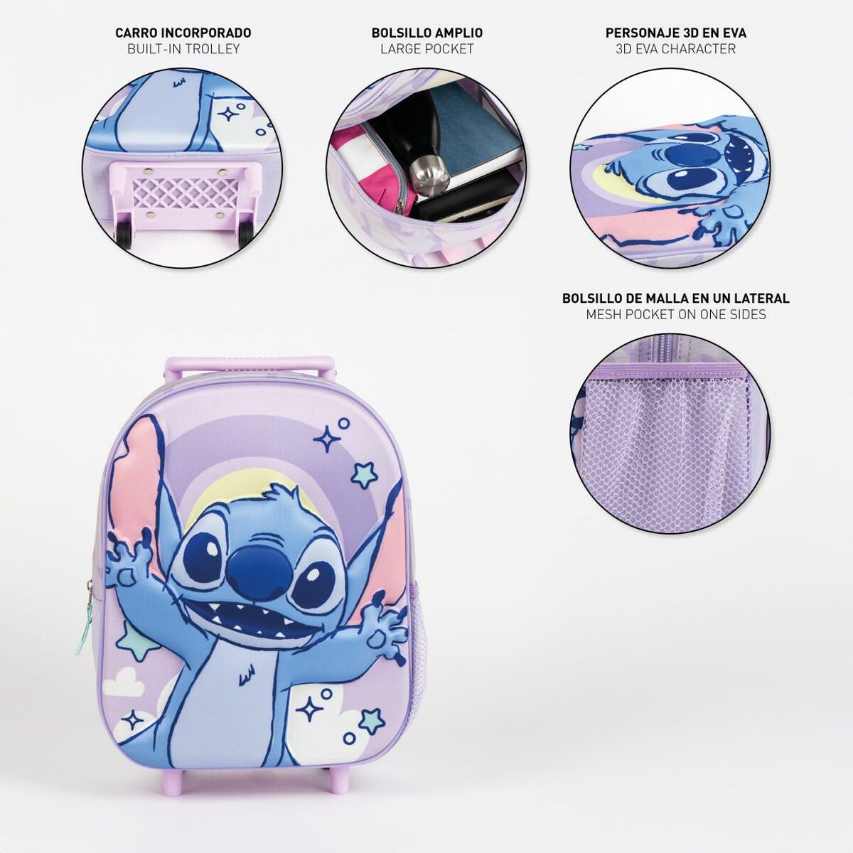 Skolväska med hjul Stitch 3D - 8
