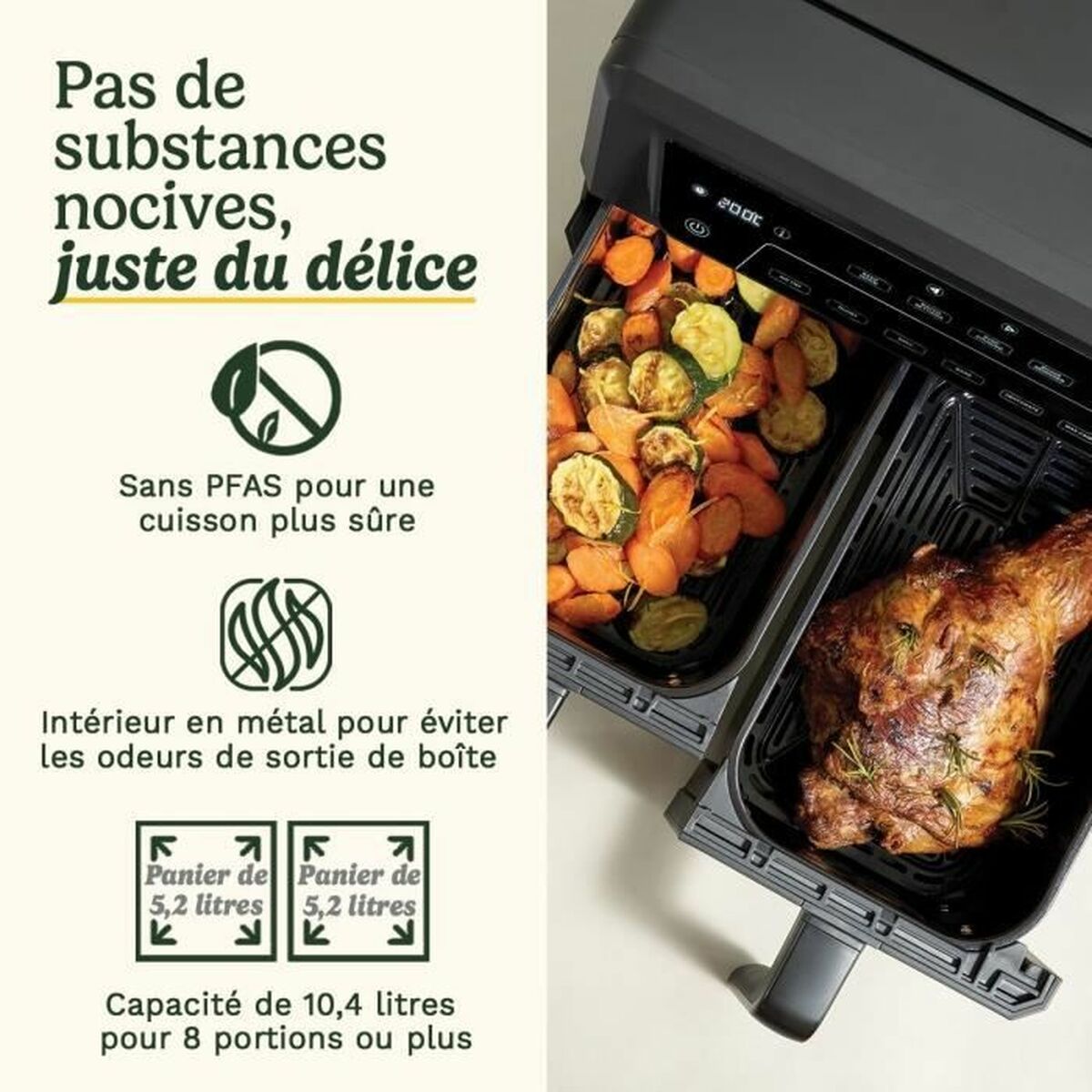 Luftfritös Cuisinart AFD10XBLE Svart 2400 W 10,4 L - 2