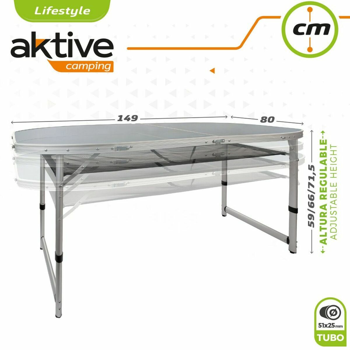 Fällbord Aktive 149 x 80 x 59 cm Camping - 2