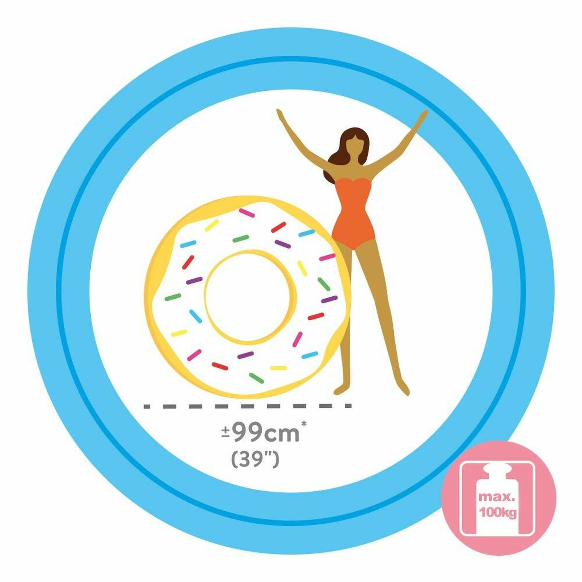 Uppblåsbart hjul Intex Donut Vit 99 x 25 cm - 6