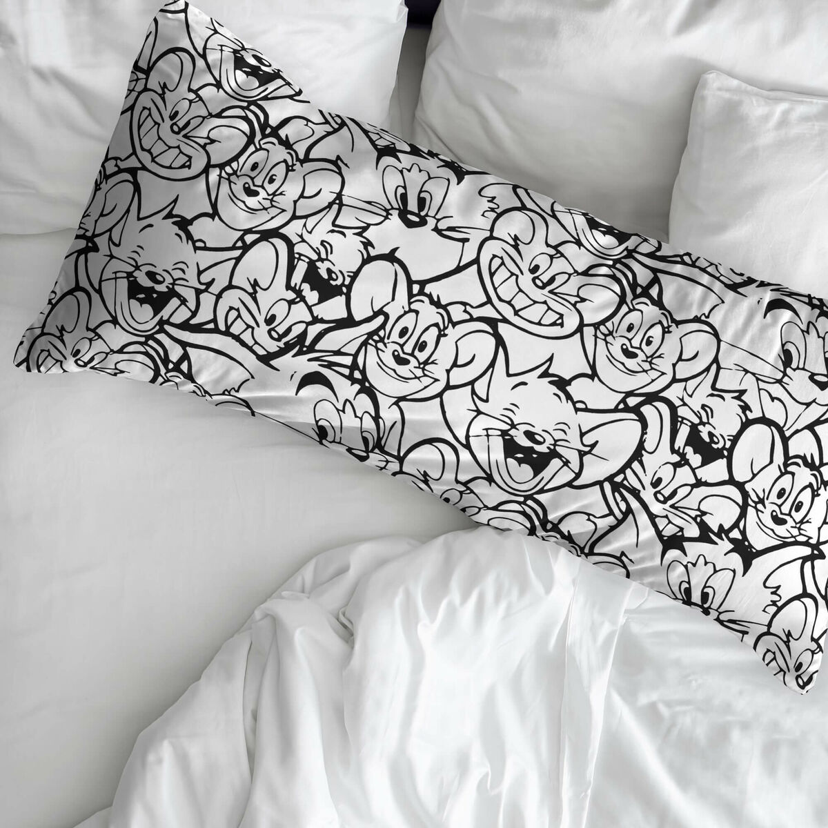 Örngott Tom & Jerry Vit Svart Multicolour 175 Trådar 45 x 110 cm 100% bomull