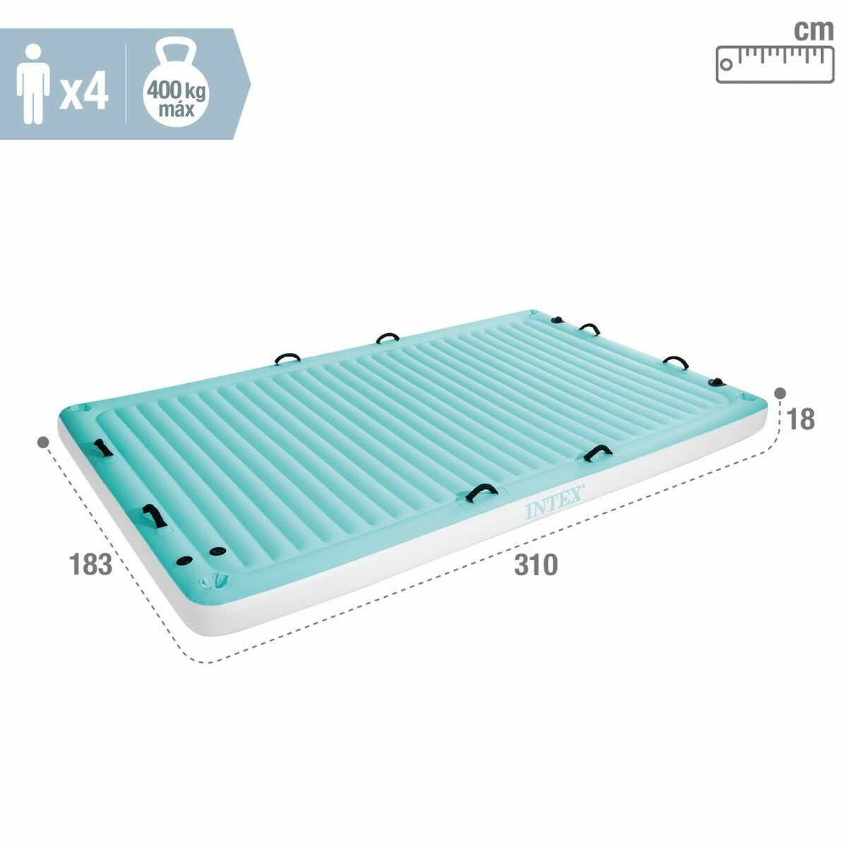 Luftmadrass Intex Water Lounge 310 x 183 cm Vit Turkos - 6