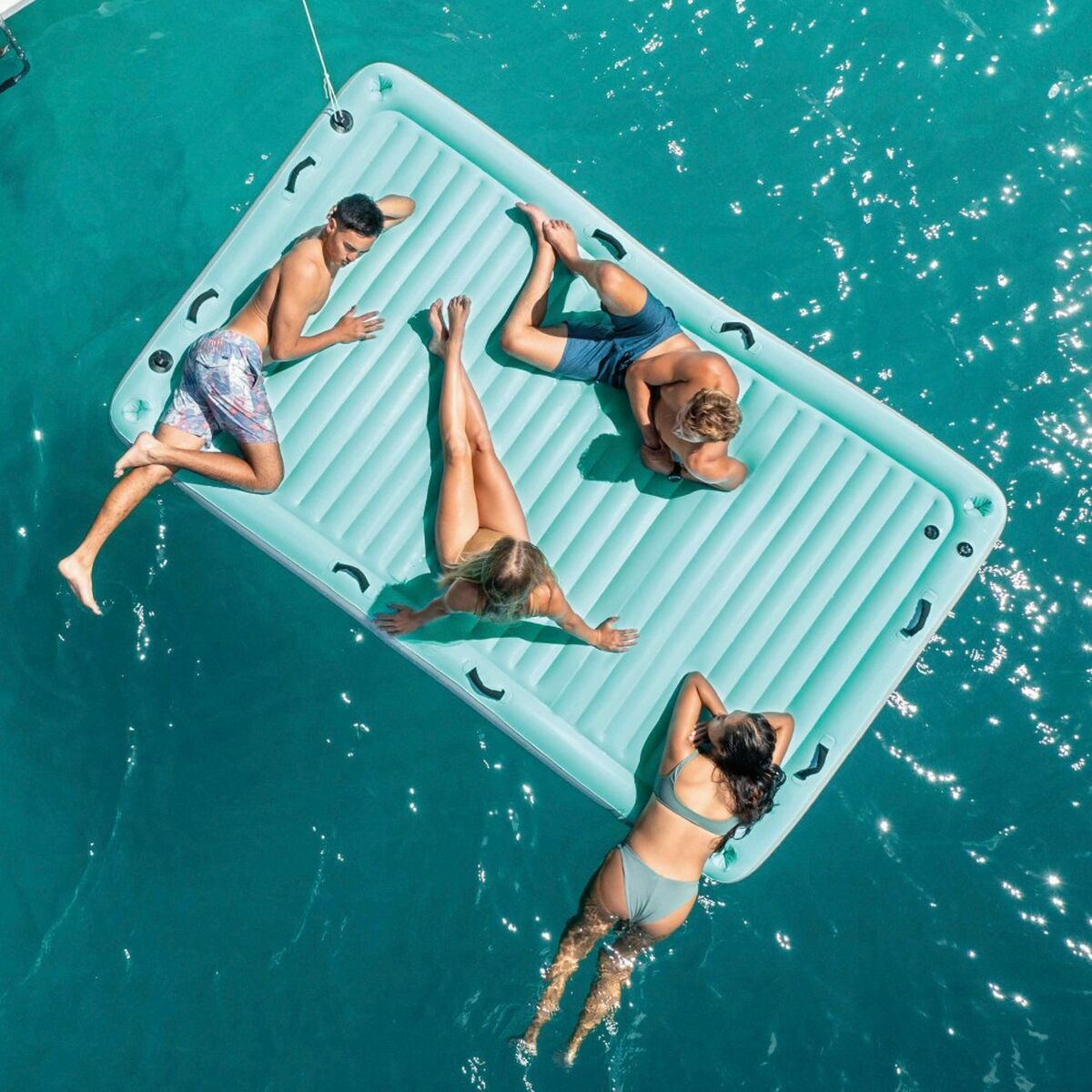 Luftmadrass Intex Water Lounge 310 x 183 cm Vit Turkos - 5