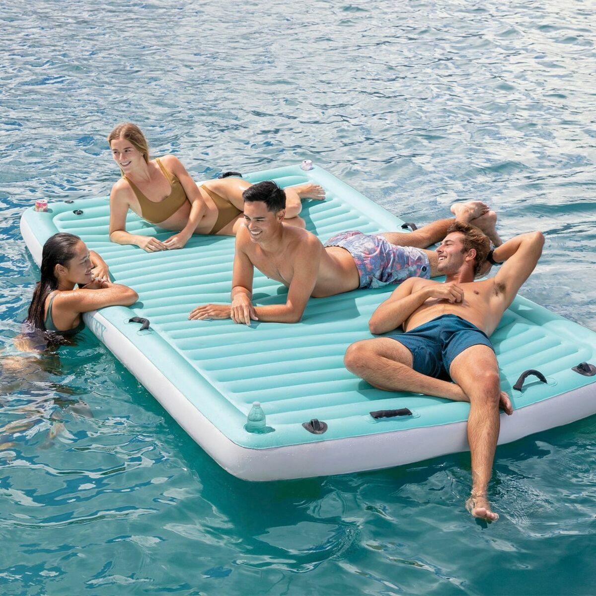 Luftmadrass Intex Water Lounge 310 x 183 cm Vit Turkos - 2