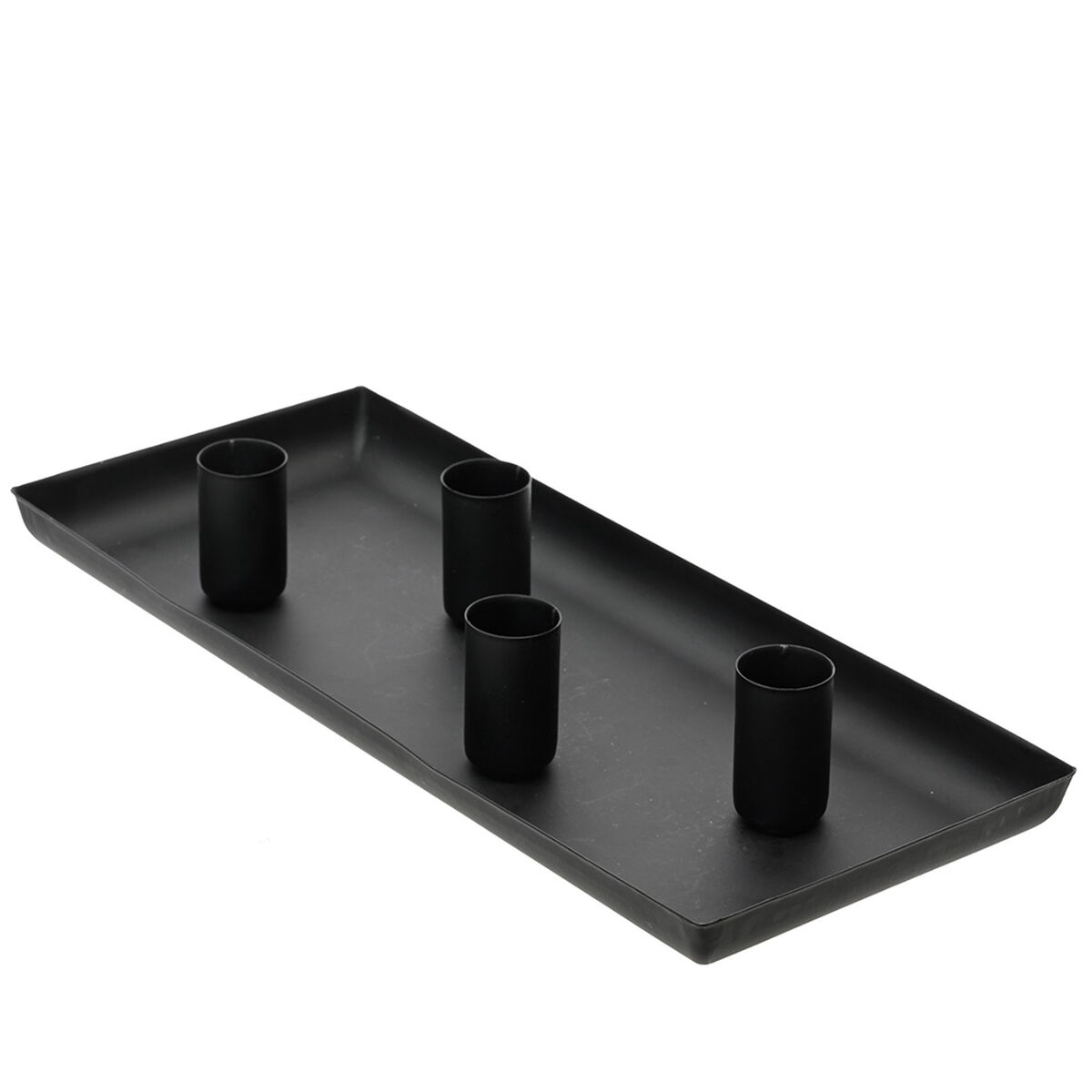 Bricka med ljus KSD Svart Järn 29 x 12 x 2 cm - 2