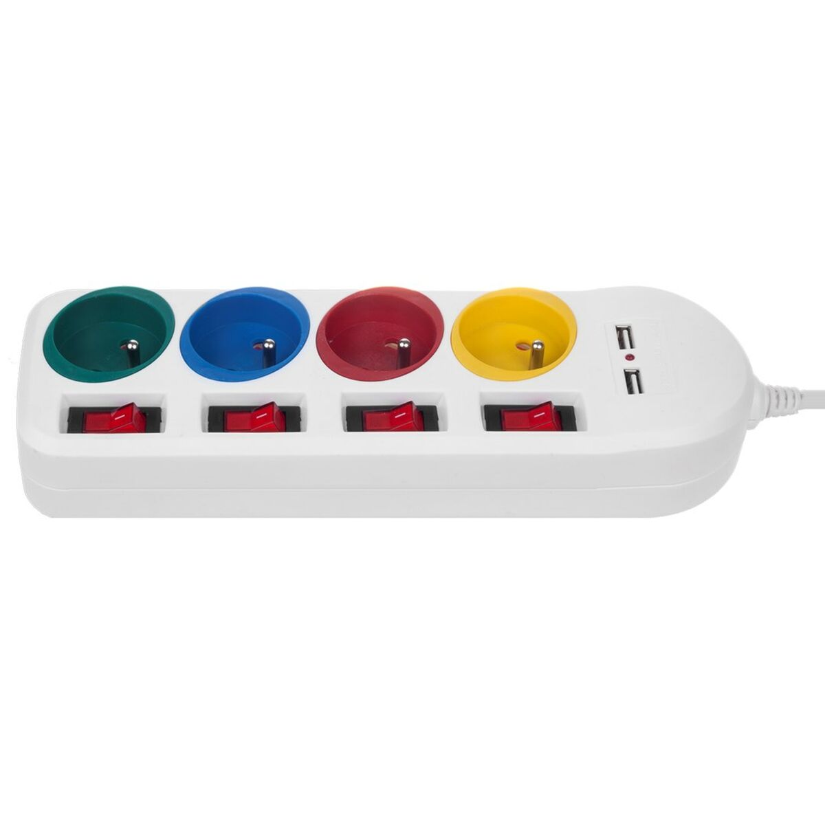 Ellist 4 Tomas-uttag med brytare MacLean MCE229W (1,5 m) - 3