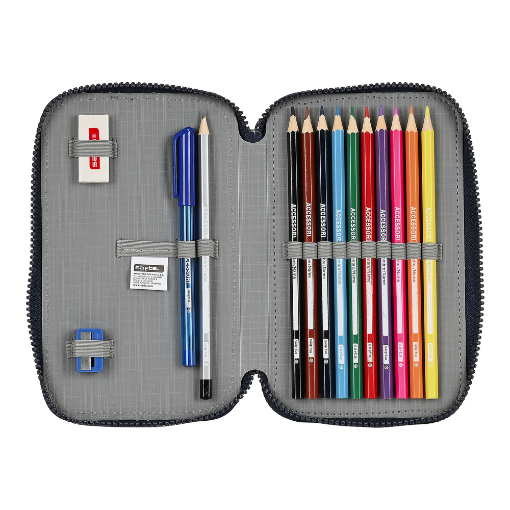 Dubbelt pennfodral F.C. Barcelona Corporativa Blå Rödbrun 12.5 x 19.5 x 4 cm (28 Delar) - 3