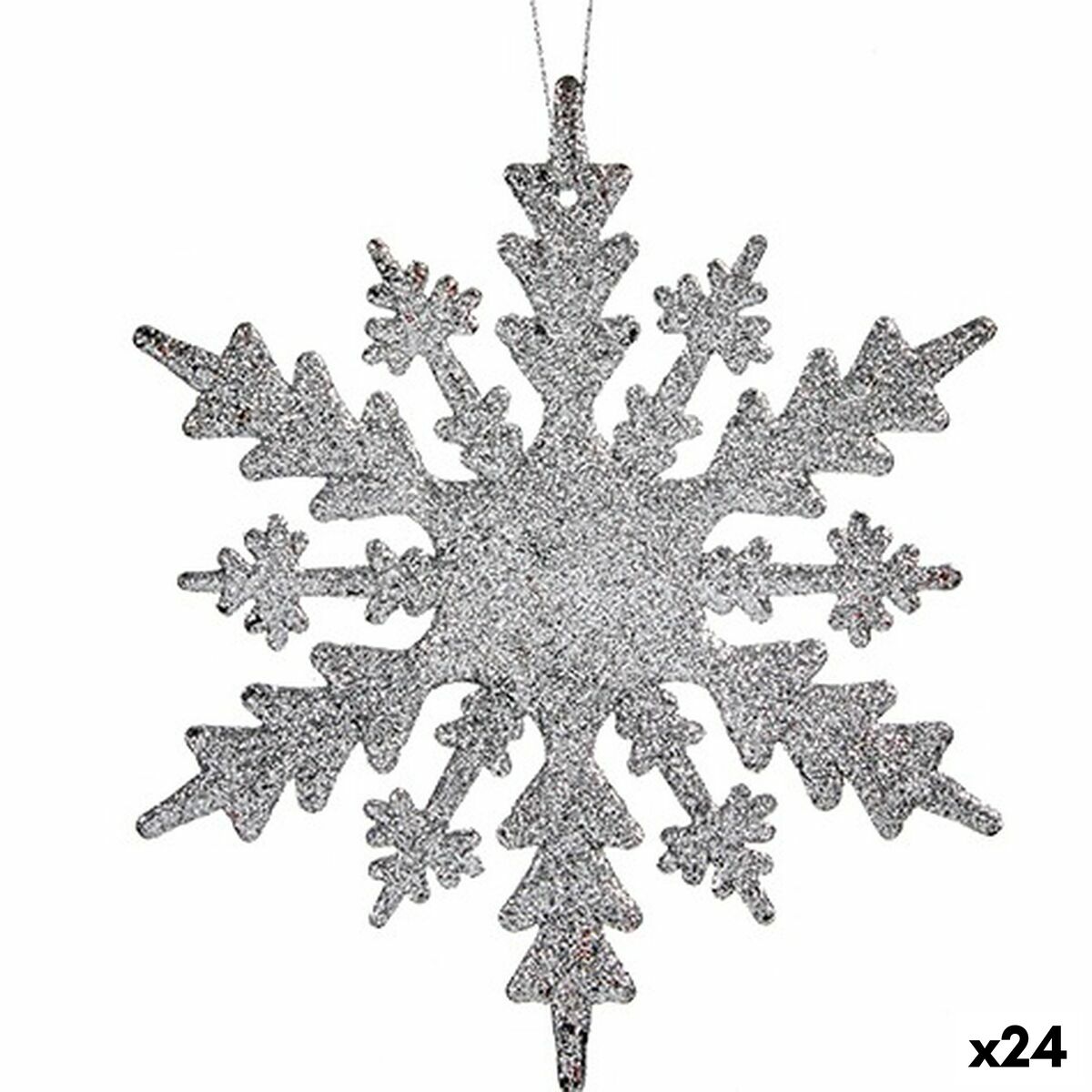 Julgranskula Snöflingor Silvrig Plast Glitter 15 x 15 x 0,2 cm (24 antal) - 3