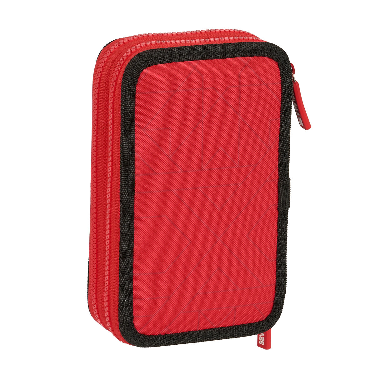 Dubbelt pennfodral Sevilla Fútbol Club Svart Röd 12.5 x 19.5 x 4 cm (28 Delar) - 3