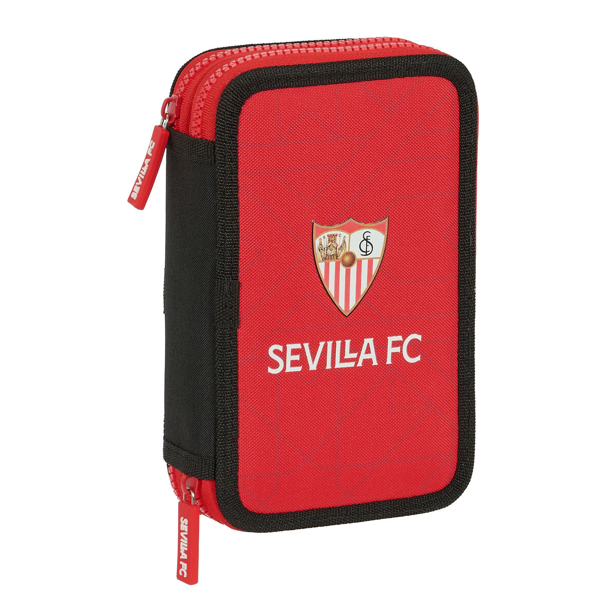 Dubbelt pennfodral Sevilla Fútbol Club Svart Röd 12.5 x 19.5 x 4 cm (28 Delar) - 6
