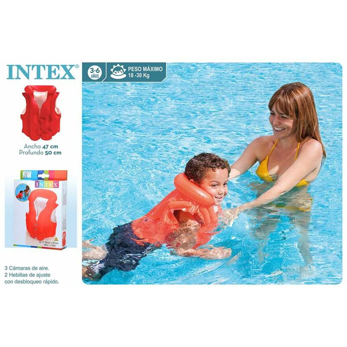 Uppblåsbar badväst Intex 50 x 47 cm