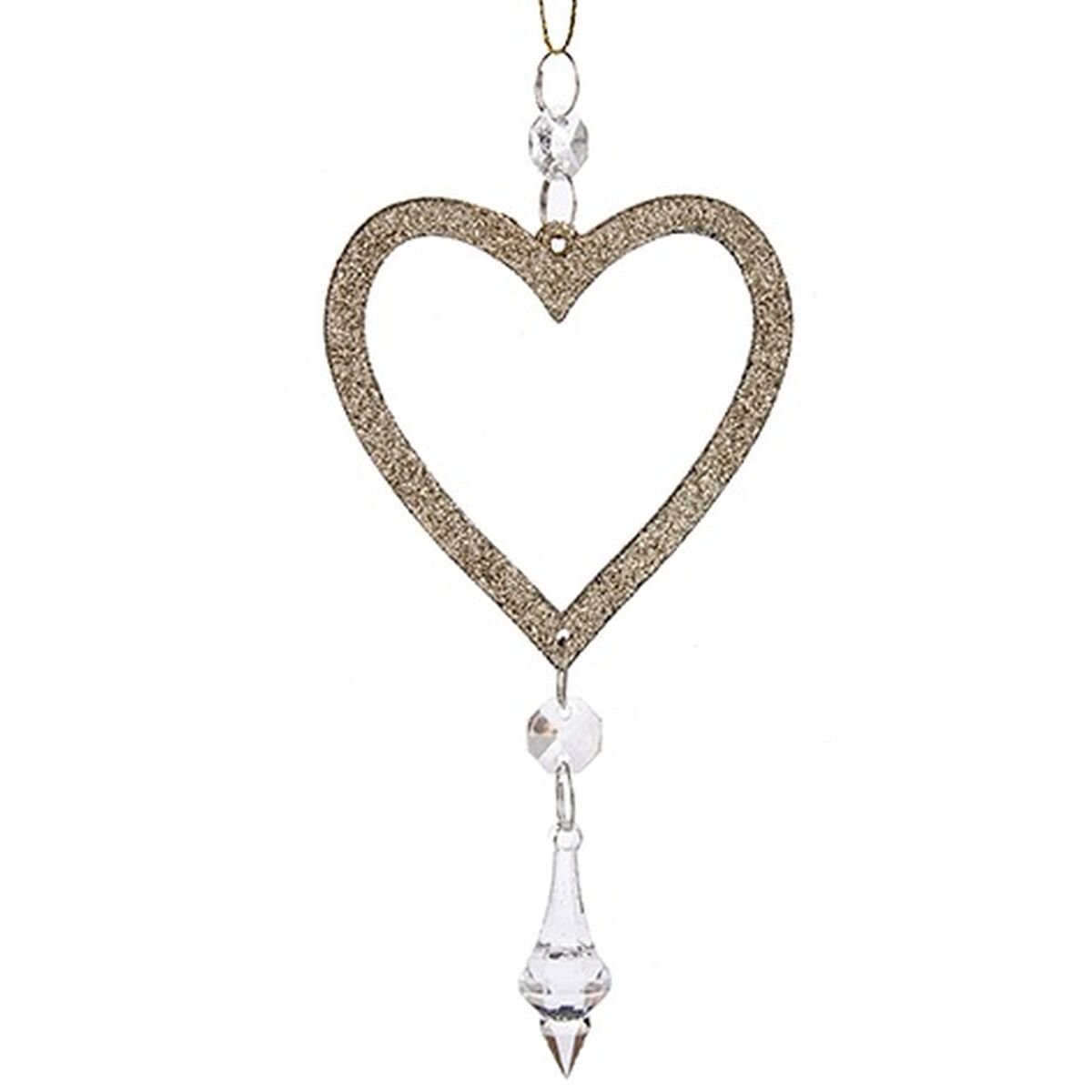 Julgranskula Krist+ Champagne Plast Glitter Hjärta 9 x 16 x 2 cm (24 antal) - 4