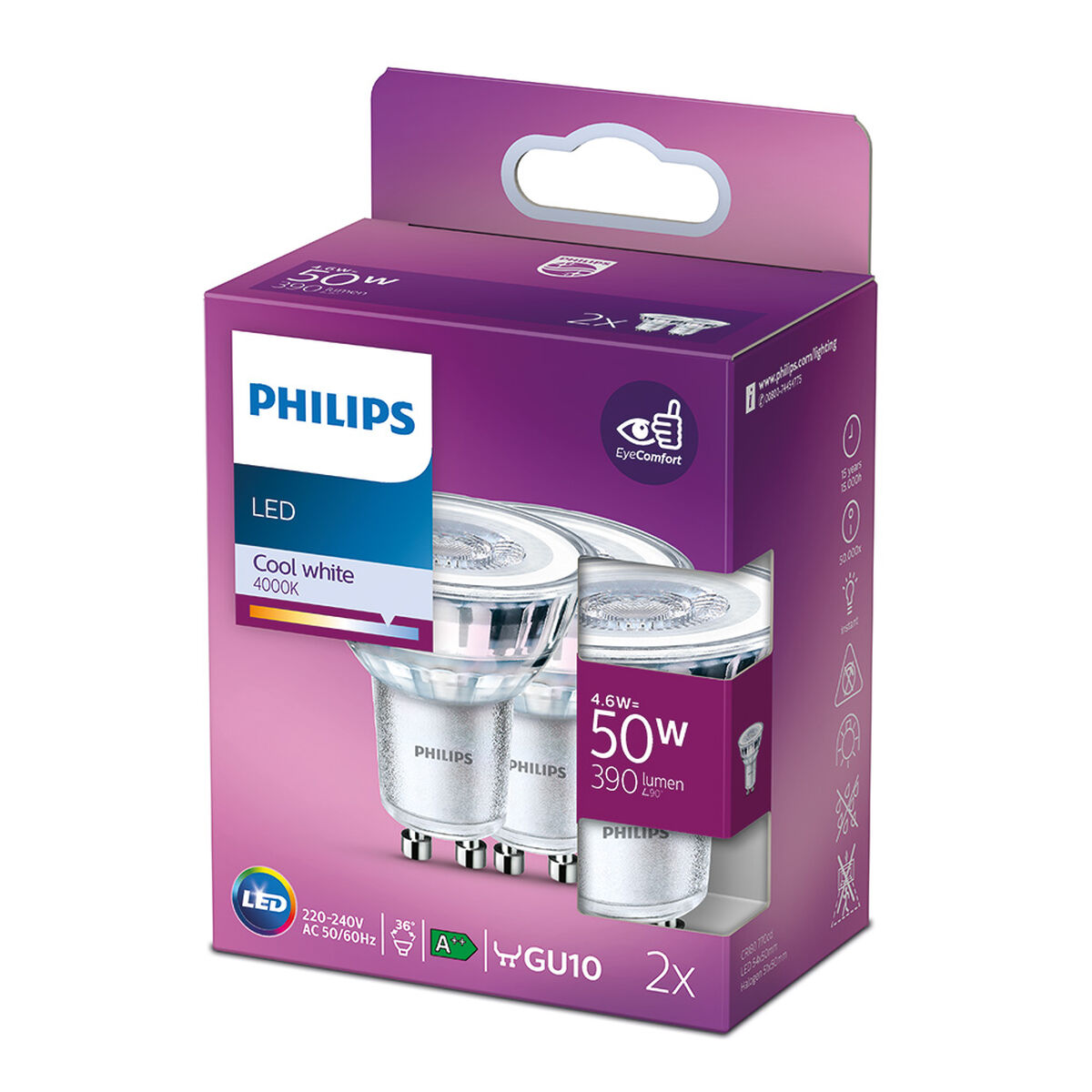 LED-lampa Philips 4,6 W GU10 390 lm F A++ (4000K) (4000 K) - 3
