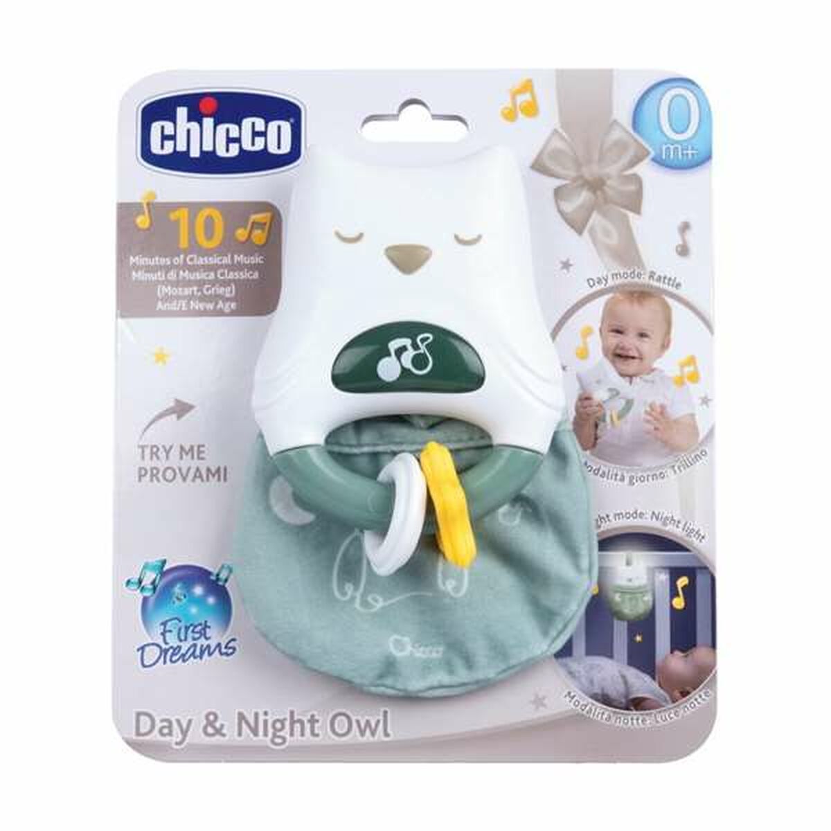 Skallra med musik Chicco 11,5 cm Uggla - 2