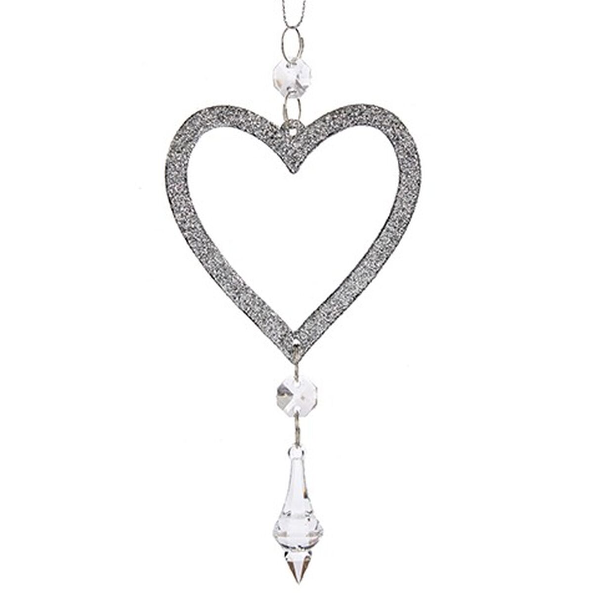 Julgranskula Krist+ Silvrig Plast Glitter Hjärta 9 x 16 x 2 cm (24 antal) - 4