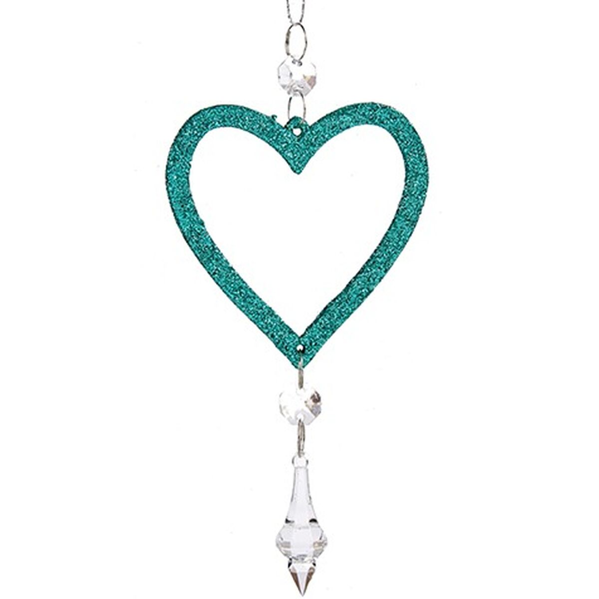 Julgranskula Krist+ Grön Plast Glitter Hjärta 9 x 16 x 2 cm (24 antal) - 2