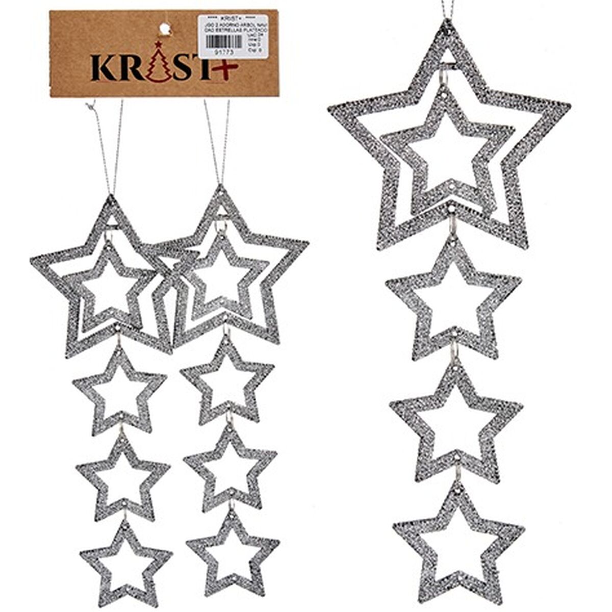 Juldekorationer Silvrig Plast Glitter Stjärna 19 x 0,2 x 23 cm (24 antal) - 2