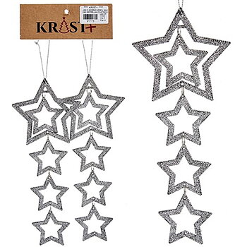 Juldekorationer Silvrig Plast Glitter Stjärna 19 x 0,2 x 23 cm (24 antal)