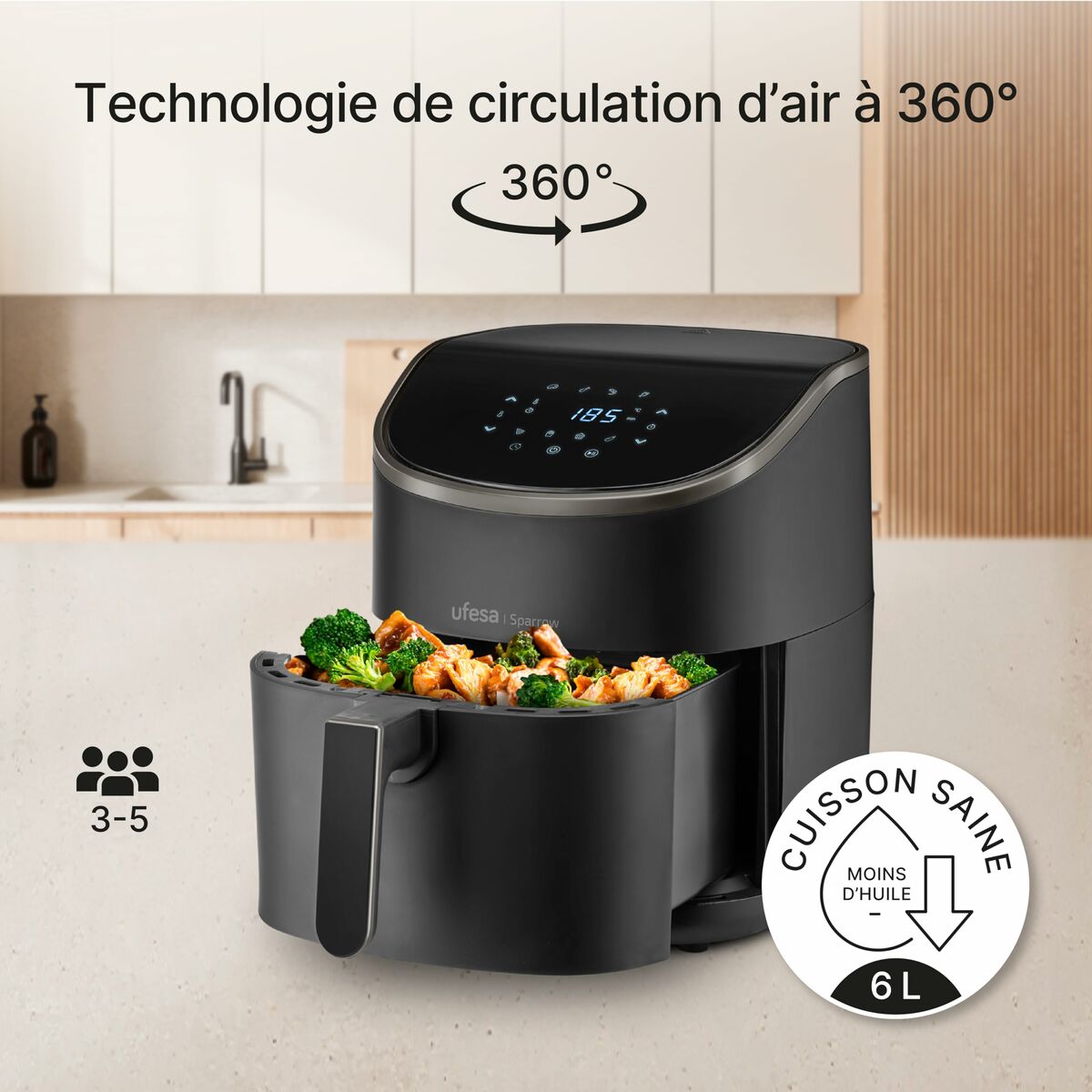 Luftfritös UFESA SPARROW Svart 6 L - 2
