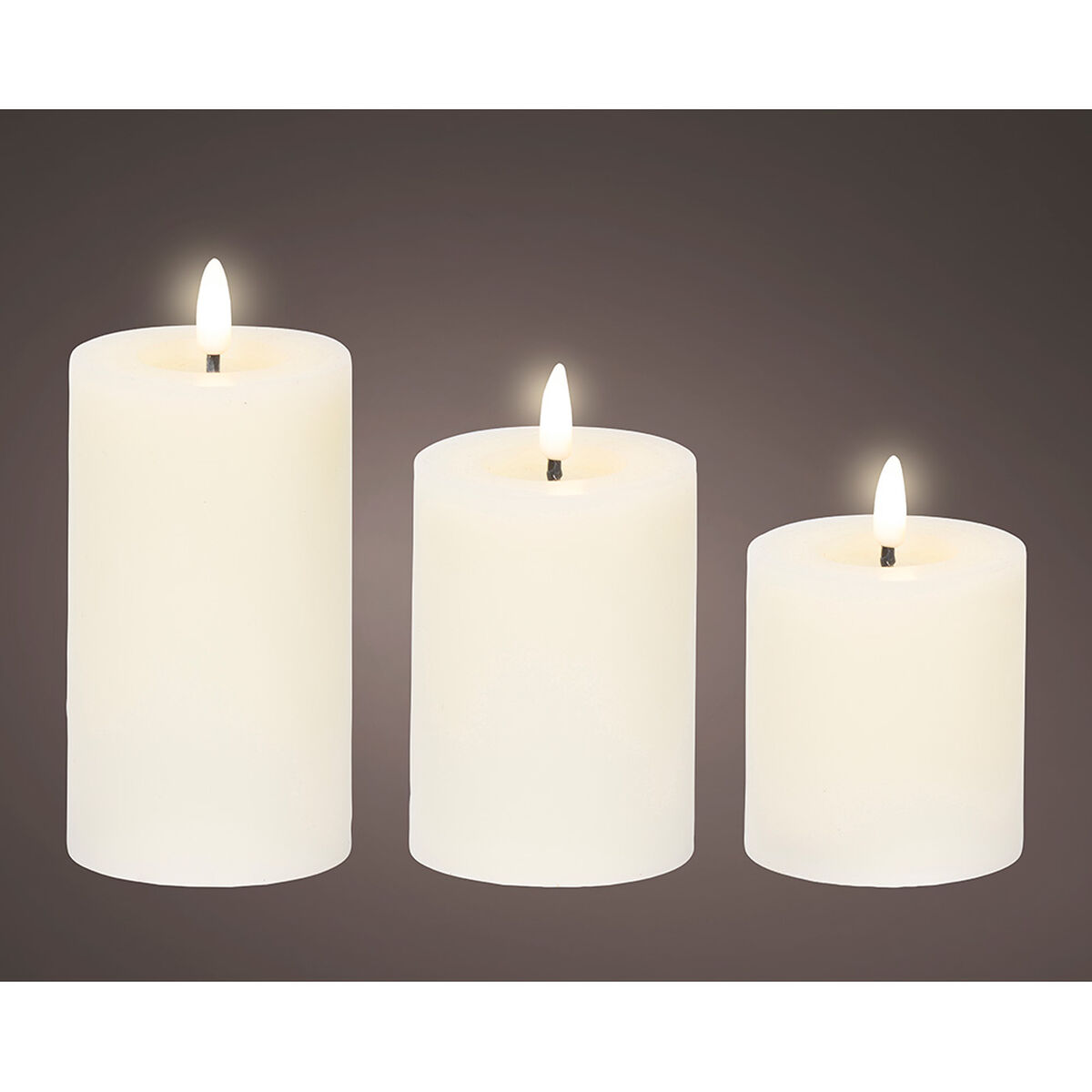 Set med levande ljus Lumineo Vit Kräm (3 antal) - 2