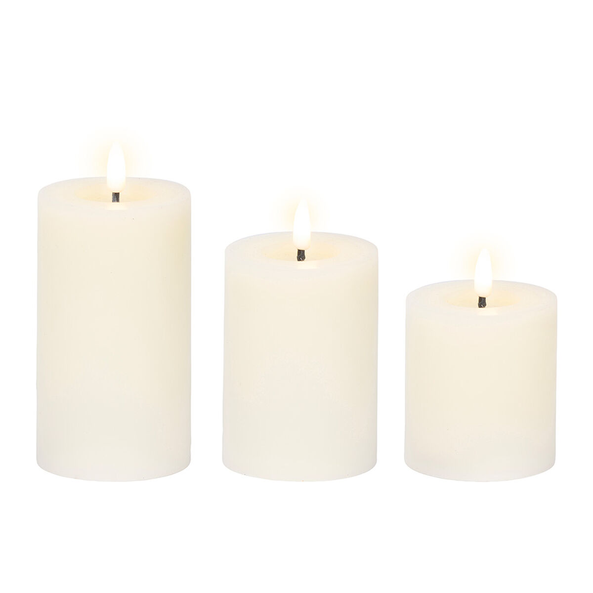 Set med levande ljus Lumineo Vit Kräm (3 antal)