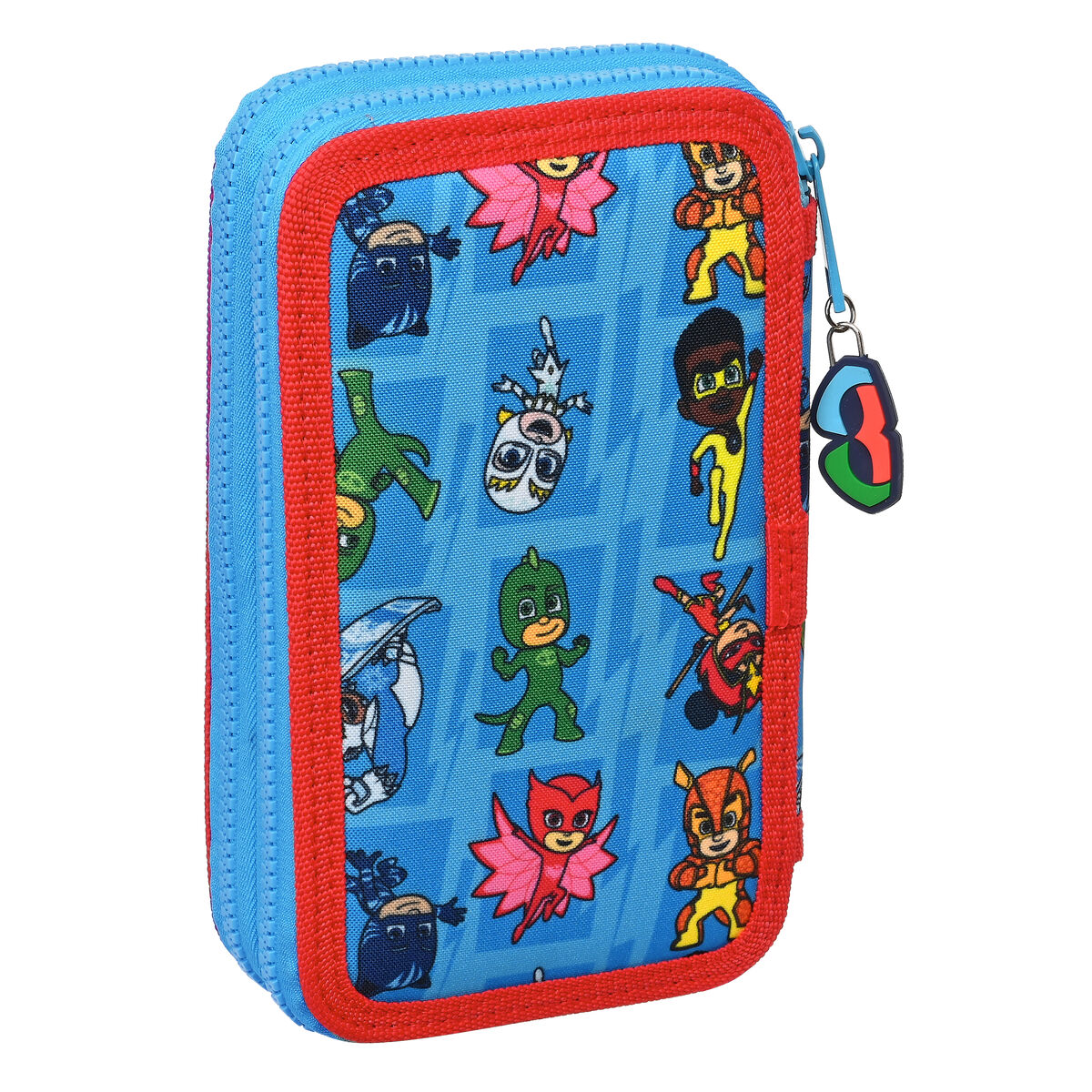 Dubbelt pennfodral PJ Masks Blå 12.5 x 19.5 x 4 cm (28 Delar) - 7