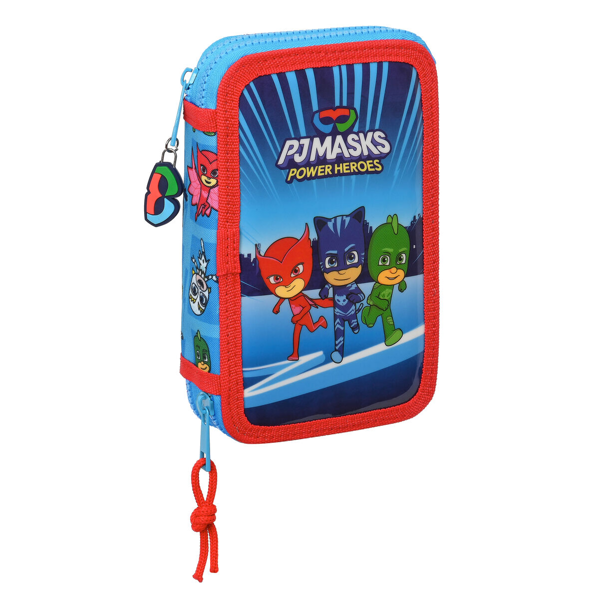 Dubbelt pennfodral PJ Masks Blå 12.5 x 19.5 x 4 cm (28 Delar) - 6