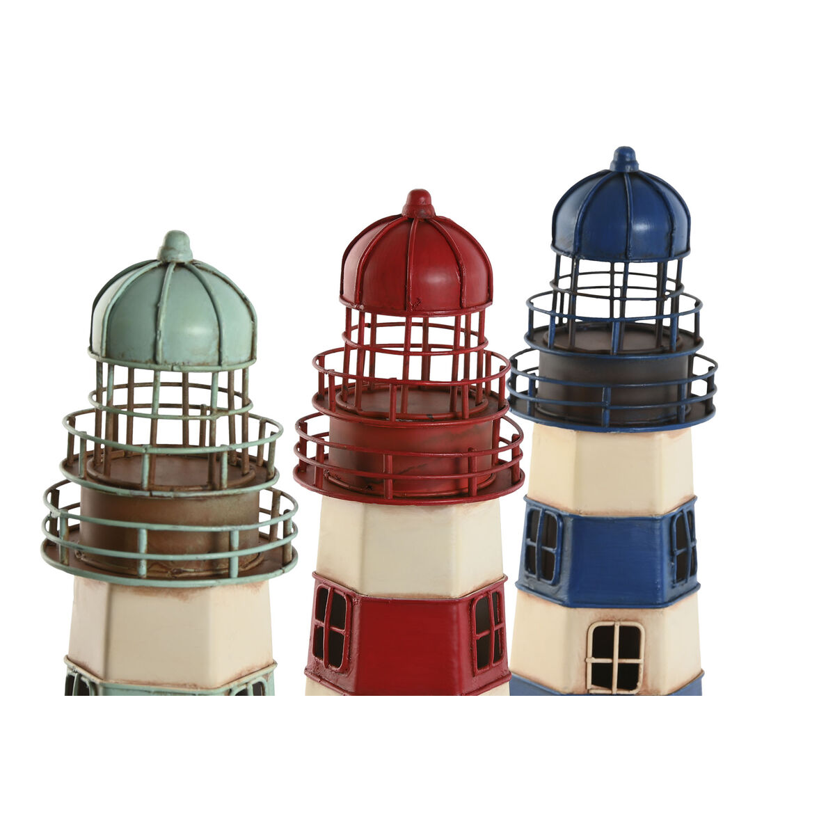 Prydnadsfigur Home ESPRIT Blå Röd Kräm Himmelsblå 13 x 13 x 32 cm (3 antal) - 2